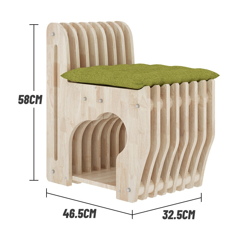 Stuhl-Katzenbett aus Holz