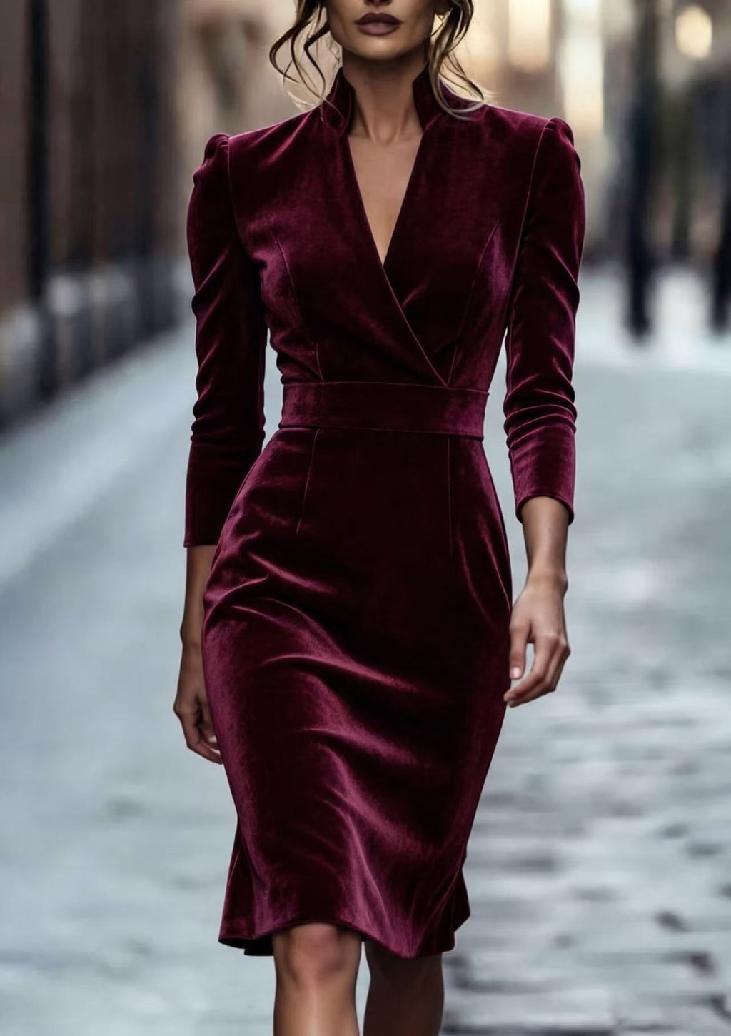 Velours-Kolbenrock mit V-Ausschnitt – Bild 9 | LuxeStyle