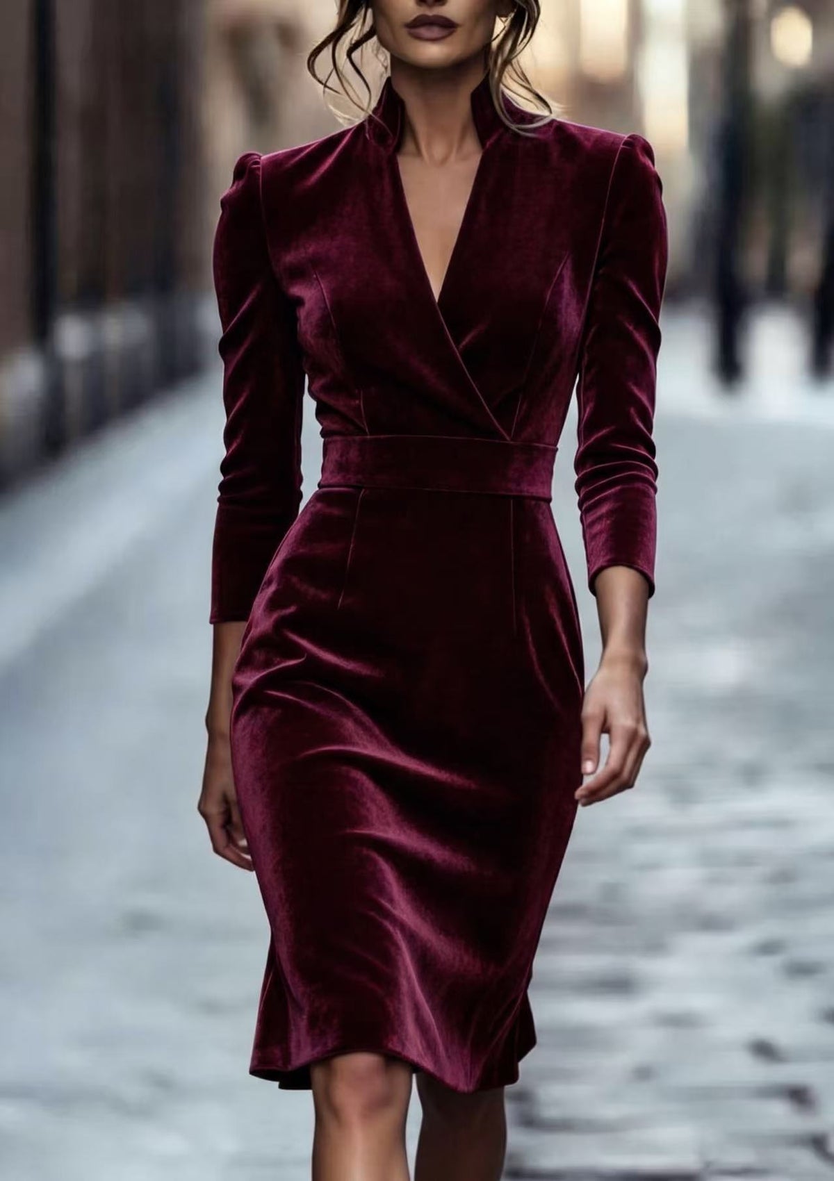 Velours-Kolbenrock mit V-Ausschnitt – Bild 9 | LuxeStyle