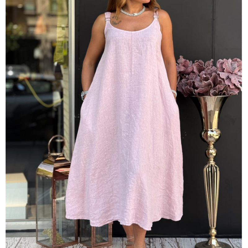 Elegantes Midi-Trägerkleid aus Leinenmix – Bild 10 | LuxeStyle
