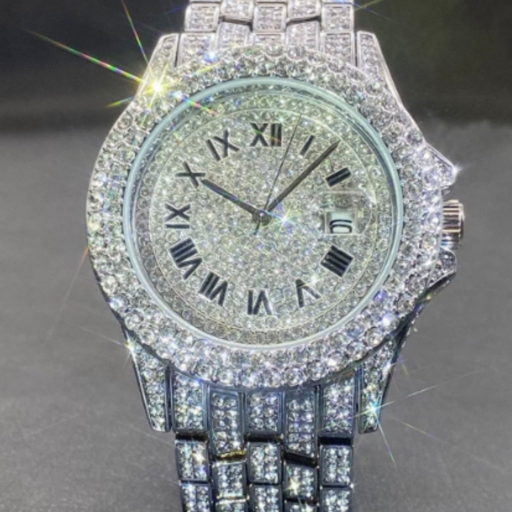 Premium-Diamant Herrenquarzuhren mit Kalendarfunktion