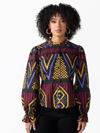 Afrikanische Print-Bluse – Bild 7 | LuxeStyle