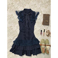 Ärmelloses Kleid mit Schleife und Spitze – Bild 10 | LuxeStyle