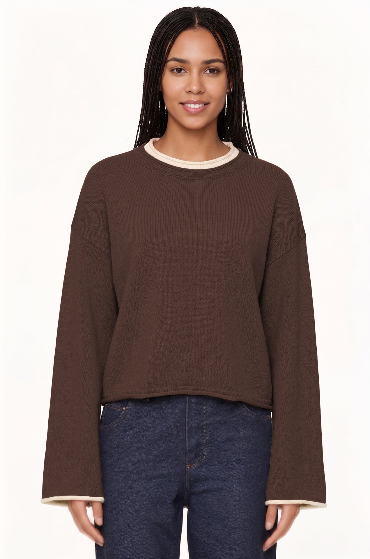 Pullover Sweater im Color-Block-Design