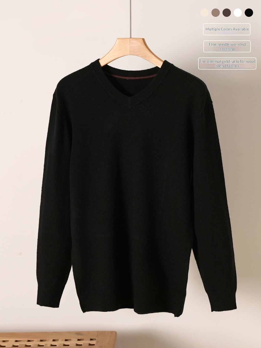 Herren V-Ausschnitt Pullover aus Wollmischung – Bild 9 | LuxeStyle