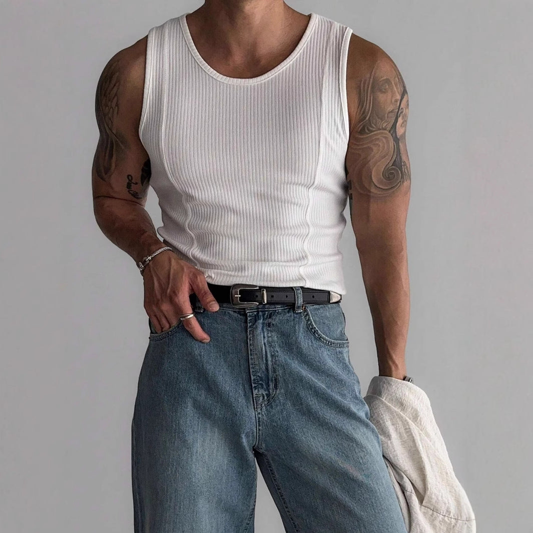 Herren Slim Fit Tanktop mit Streifen
