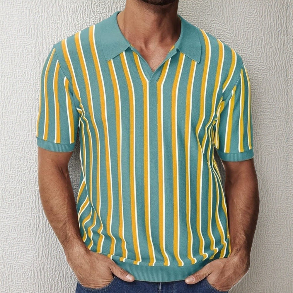 Gestreiftes Strick-Polohemd für Herren – Bild 4 | LuxeStyle