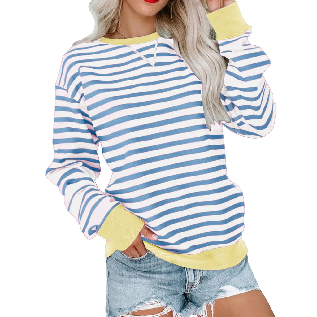 Gestreiftes Color-Blocked Langarm-Sweatshirt