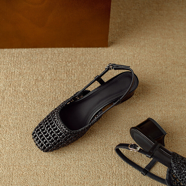 Geflochtene Sandalen mit Blockabsatz – Bild 3 | LuxeStyle