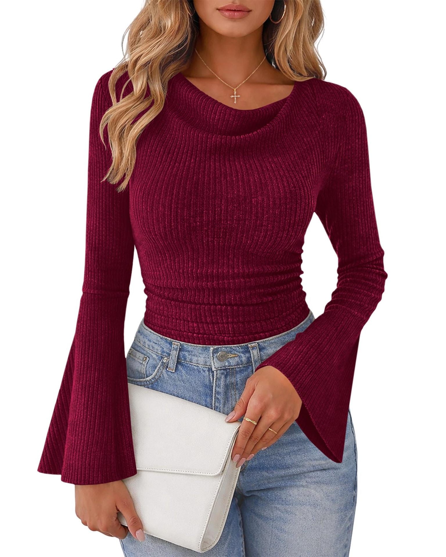 Damen Langarmshirt mit ausgestellten Ärmeln – Ansicht 6