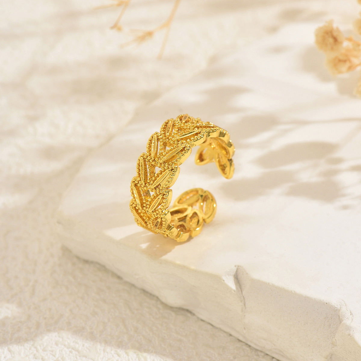 18K Gold-Plated Anpassbarer Weizenähren-Indexring