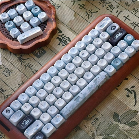 PBT Keycaps: Retro Pflaumenblüten-Design