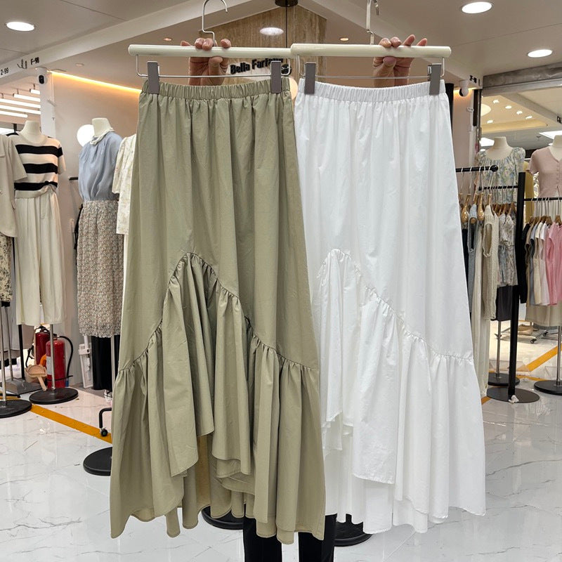 Asymmetrischer Rock Korean Style mit Rüschendesign