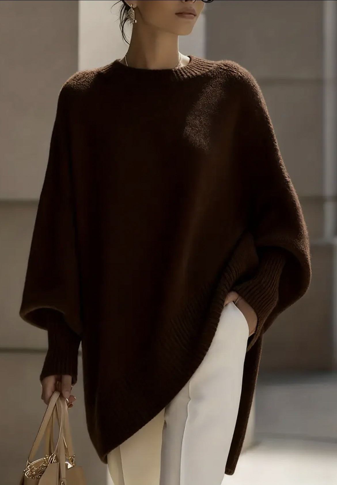 Damen Locker Crew-Neck Strickpullover