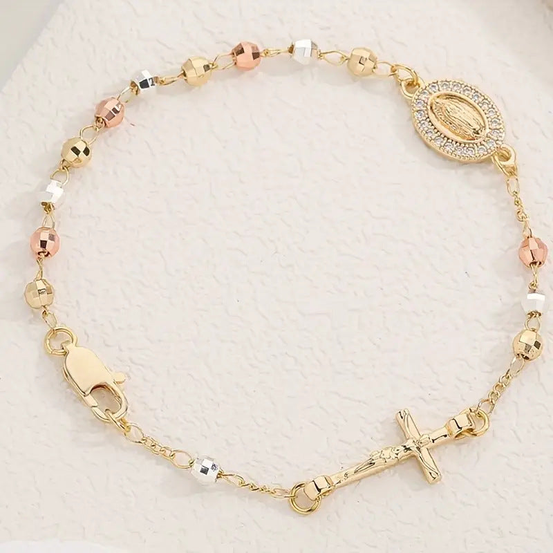 Vergoldetes Kreuzarmband mit Zirkonia – Bild 3 | LuxeStyle