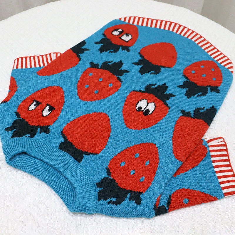 Hundemantel Erdbeer-Comic Kurz-Body blau – Bild 5 | LuxeStyle