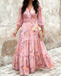 Chiffonkleid mit Volants und Taillengürtel