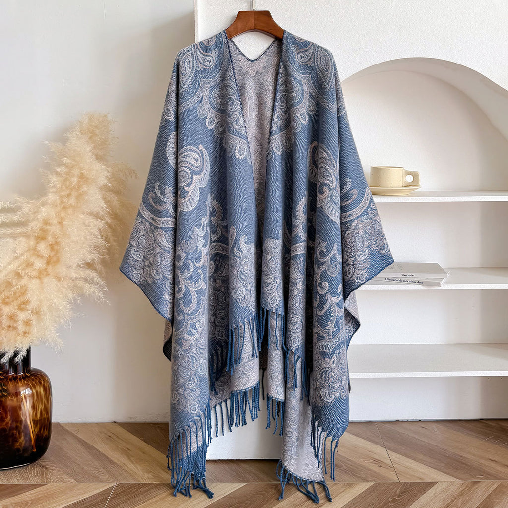 Jacquard Cashew Fransen-Schal für Damen
