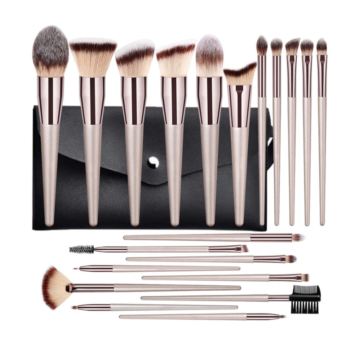 20-teiliges Make-up Pinselset Champagner