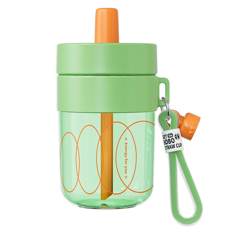 Bobo Strohflasche 400 ml mit Deckel und Trageband