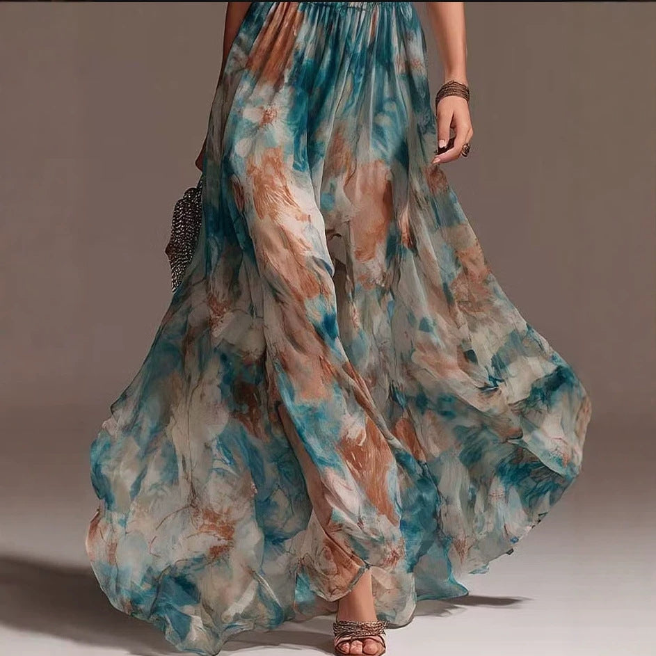 Halterneck Maxikleid mit Blumenmuster | LuxeStyle