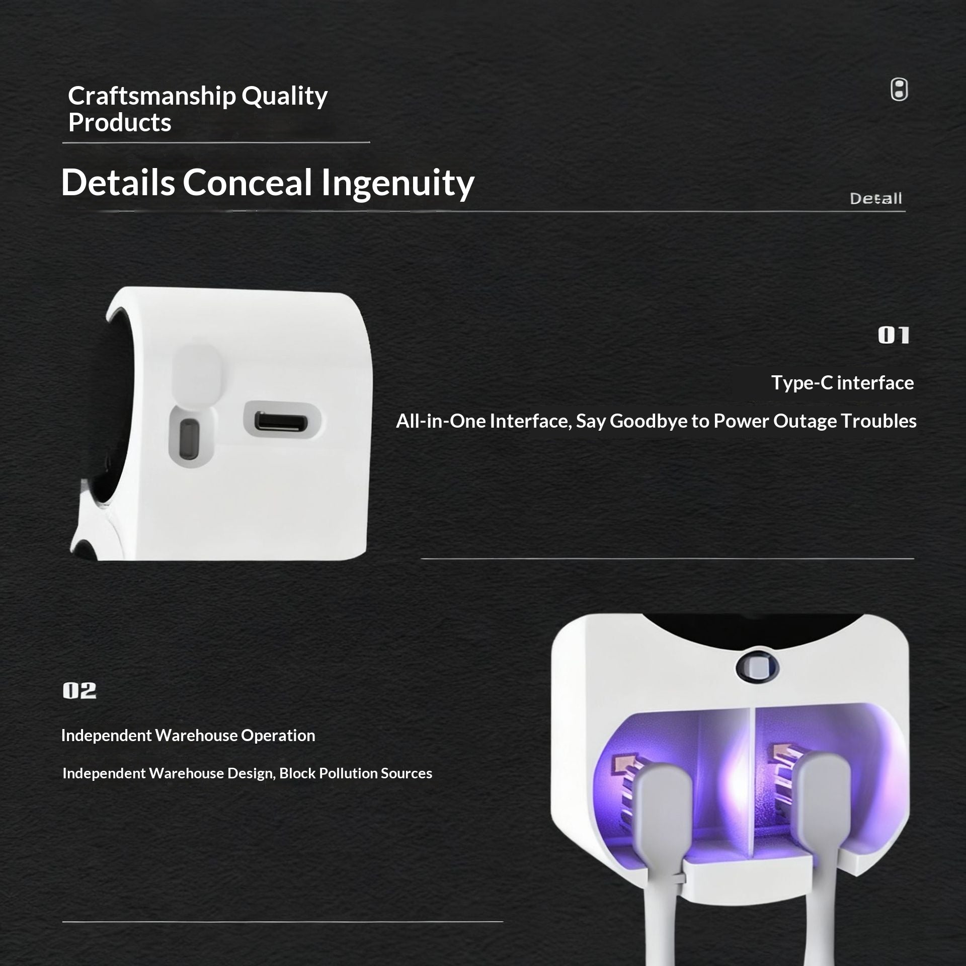 Desinfizierender Zahnbürstenhalter mit Digitalanzeige, wandmontierbar