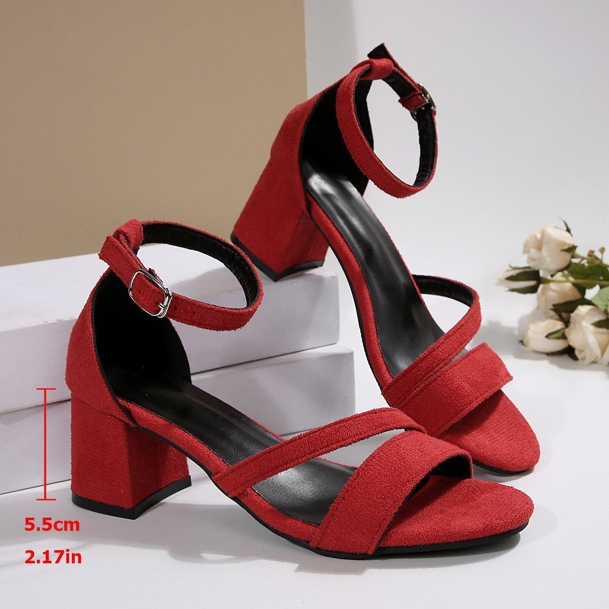 Damen Blockabsatzschuhe Suede Peep-Toe