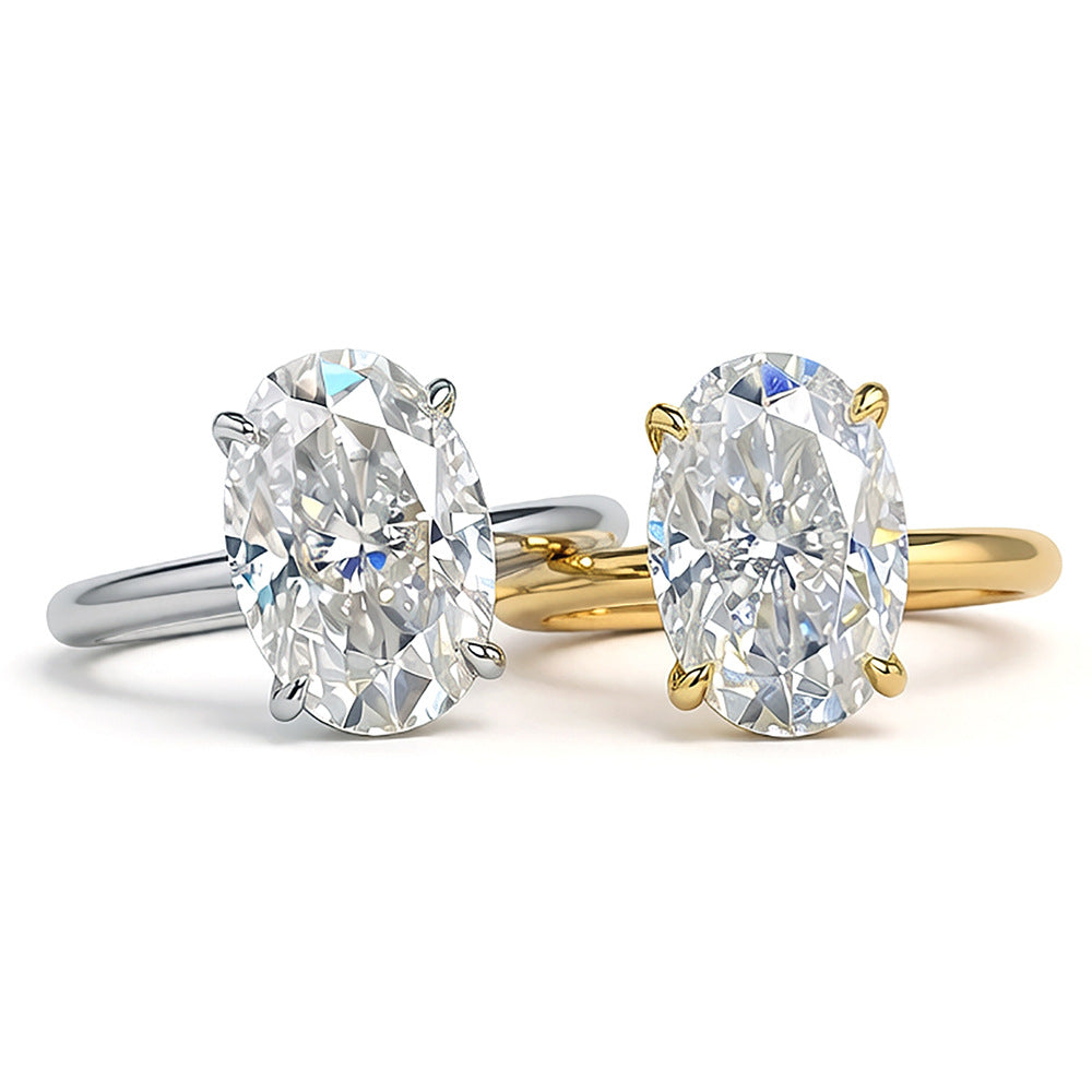 Ovaler Moissanit-Ring, S925 Silber, 18K Vergoldung – Bild 2 | LuxeStyle