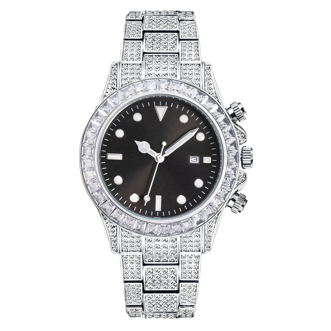 Diamantbesetzte Quarzuhr mit Leuchtzeigern – Bild 3 | LuxeStyle