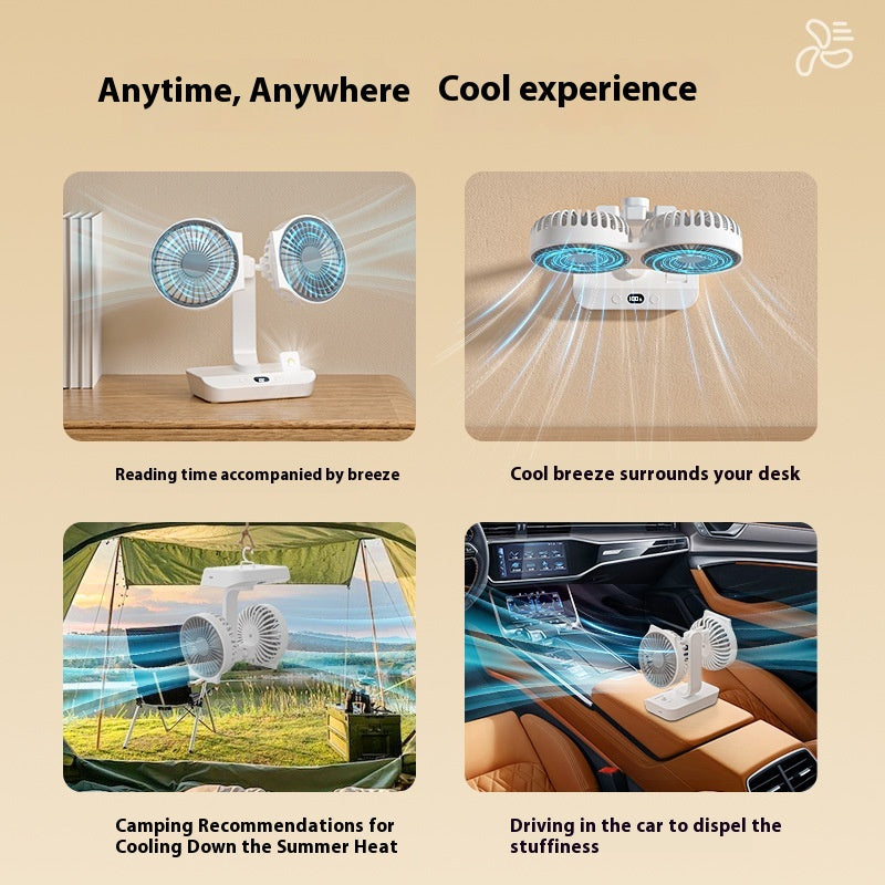 Multifunktionaler Dual-Kopf Ventilator mit Licht – Bild 7 | LuxeStyle