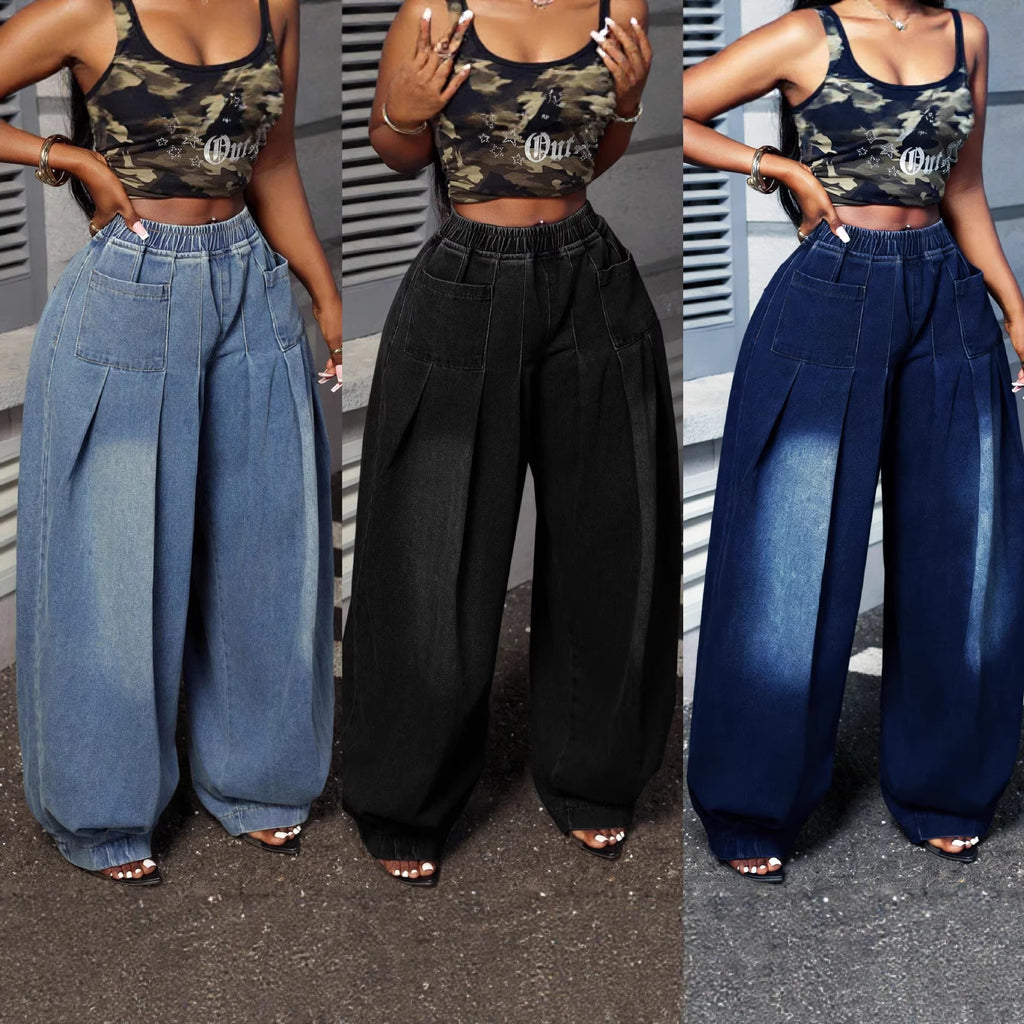 Vintage Wide-Leg Jeans für grosse Grössen