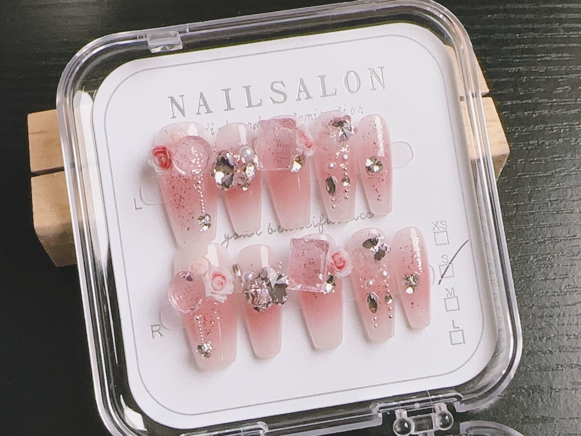 Press On Nails T037 – Pink Gem-Embedded – Ansicht 6
