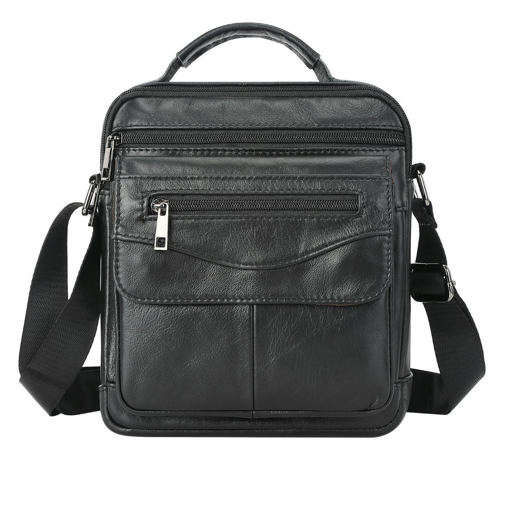 Schultertasche aus echtem Leder, schwarz – Bild 8 | LuxeStyle