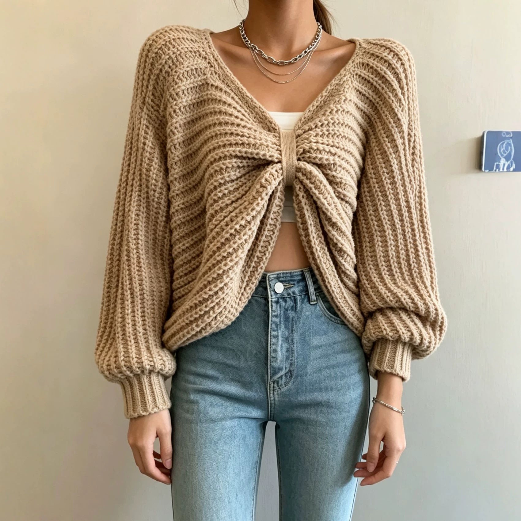 Irregulärer Strickpullover für Damen