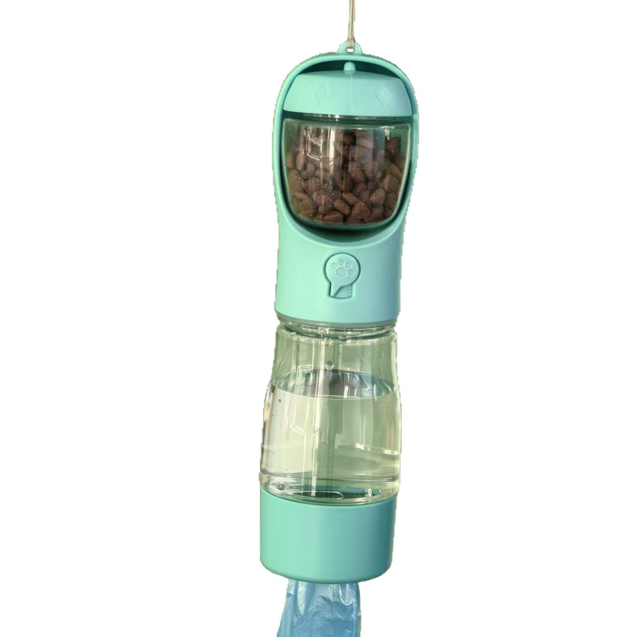 Reise-Trinkflasche für Haustiere mit Futterfach
