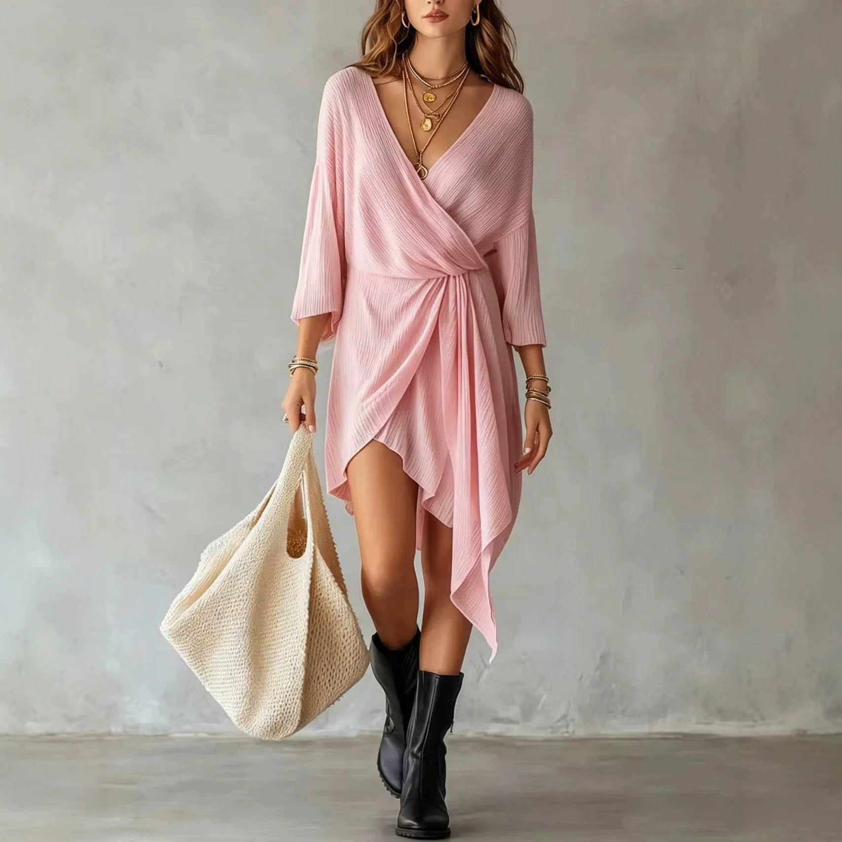 Elegantes Wickelkleid mit V-Ausschnitt
