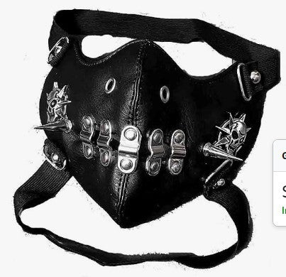 Leder Halbmaske Totenkopf-Reiter Schwarz