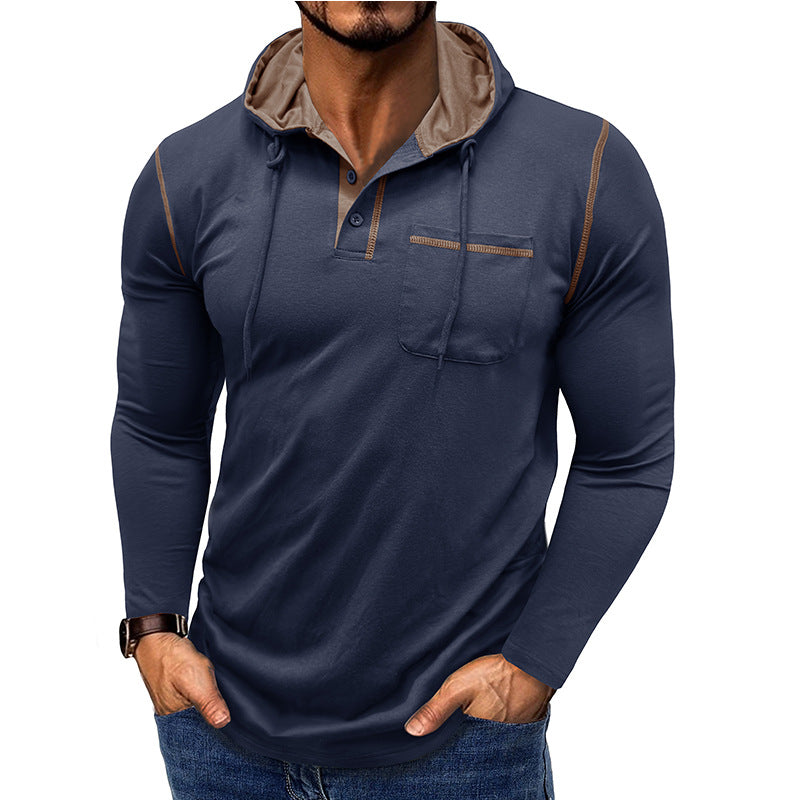 Herren Langarmshirt Henley mit Kapuze – Bild 13 | LuxeStyle