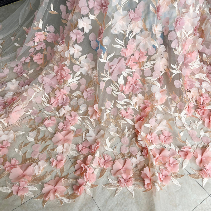 Weisse Chiffon-Blumen Spitzenstoff