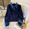 Denim-Patchwork Rollkragen-Pullover im Lagenlook – Bild 1 | LuxeStyle