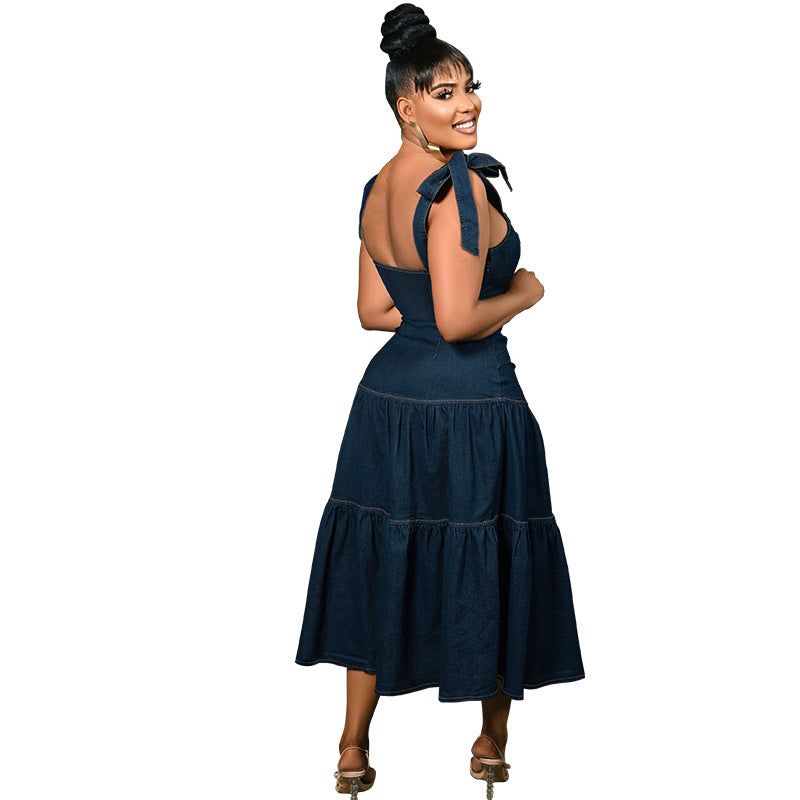 Ärmelloses Denim-Midi-Kleid | LuxeStyle