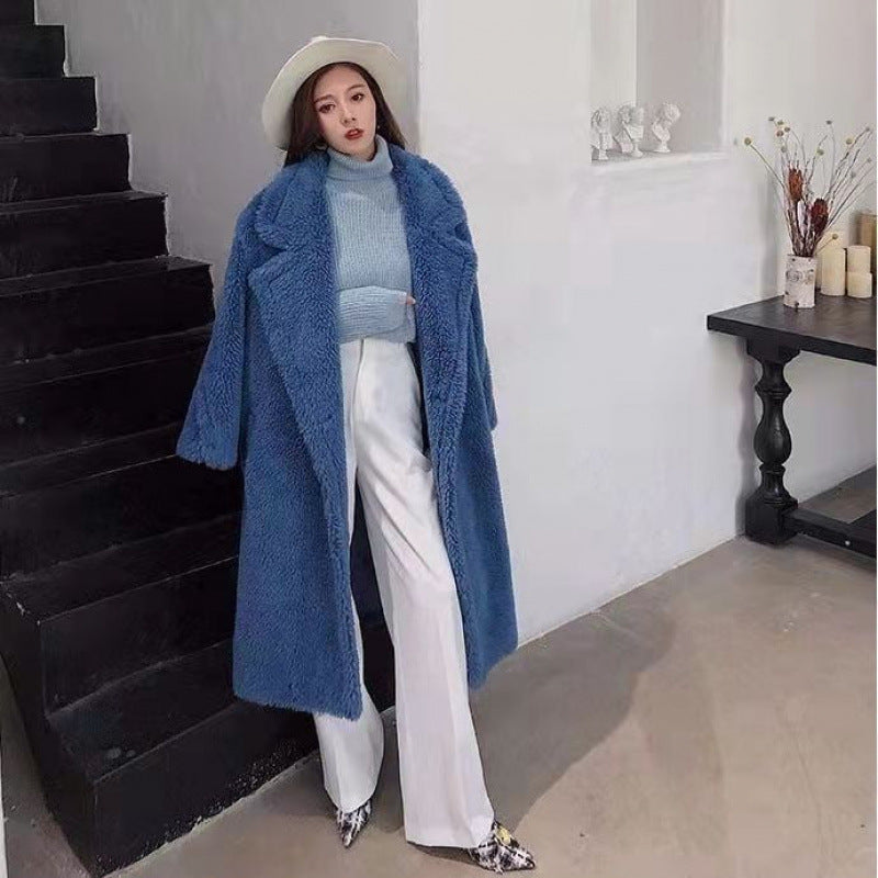 Langer Damenmantel im Kaschmir-Look