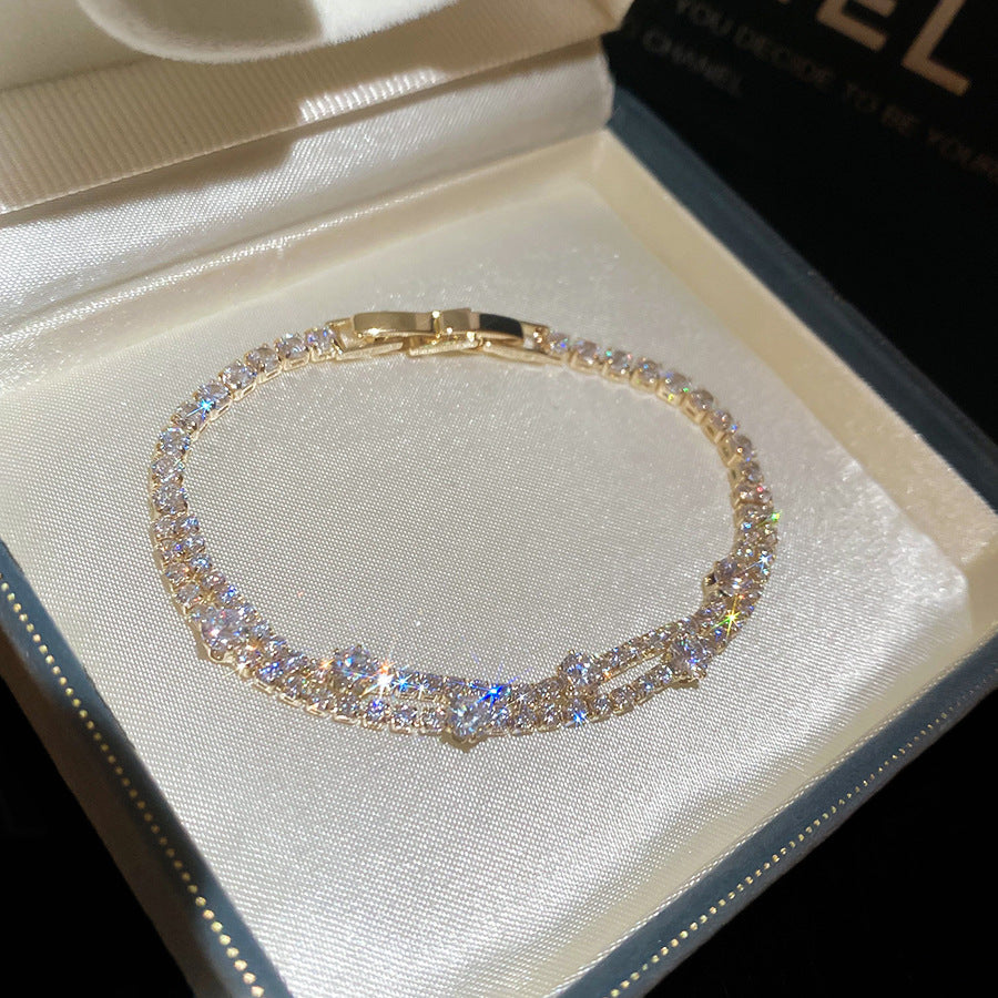 Vergoldetes Zirkon-Armband, doppellagig – Ansicht 7