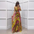 Regenbogen-Off-Shoulder-Kleid mit Plissees