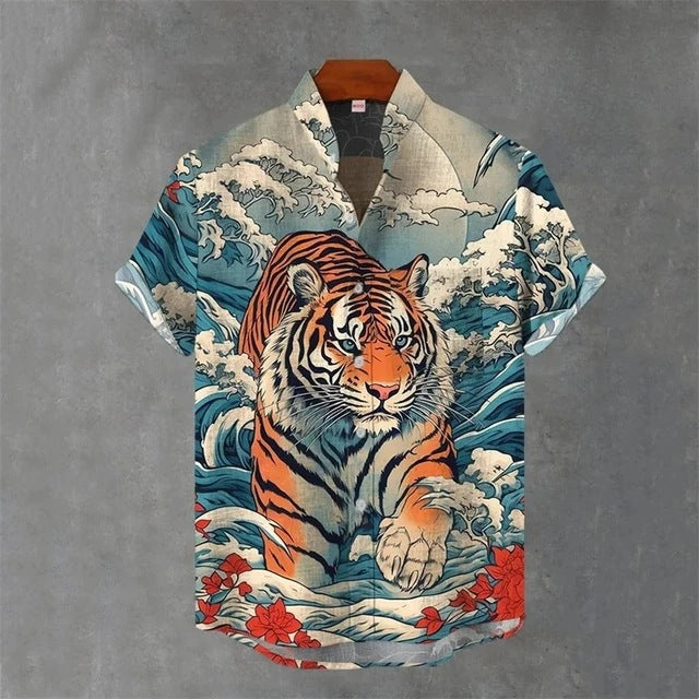 Herren Hemd mit Animal-Print und kurzen Ärmeln