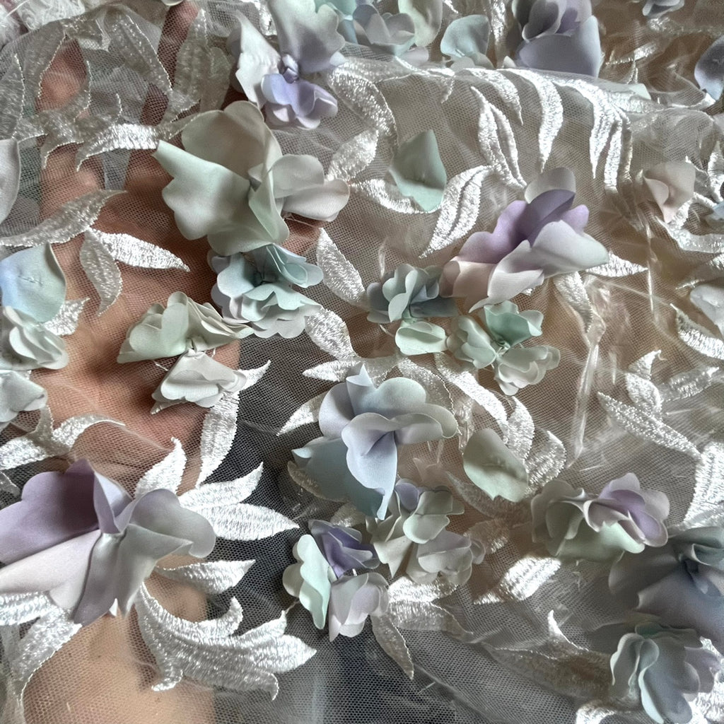 Weisse Chiffon-Blumen Spitzenstoff