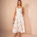 Elegantes A-Linien Blumenkleid mit eckigem Ausschnitt – Bild 7 | LuxeStyle