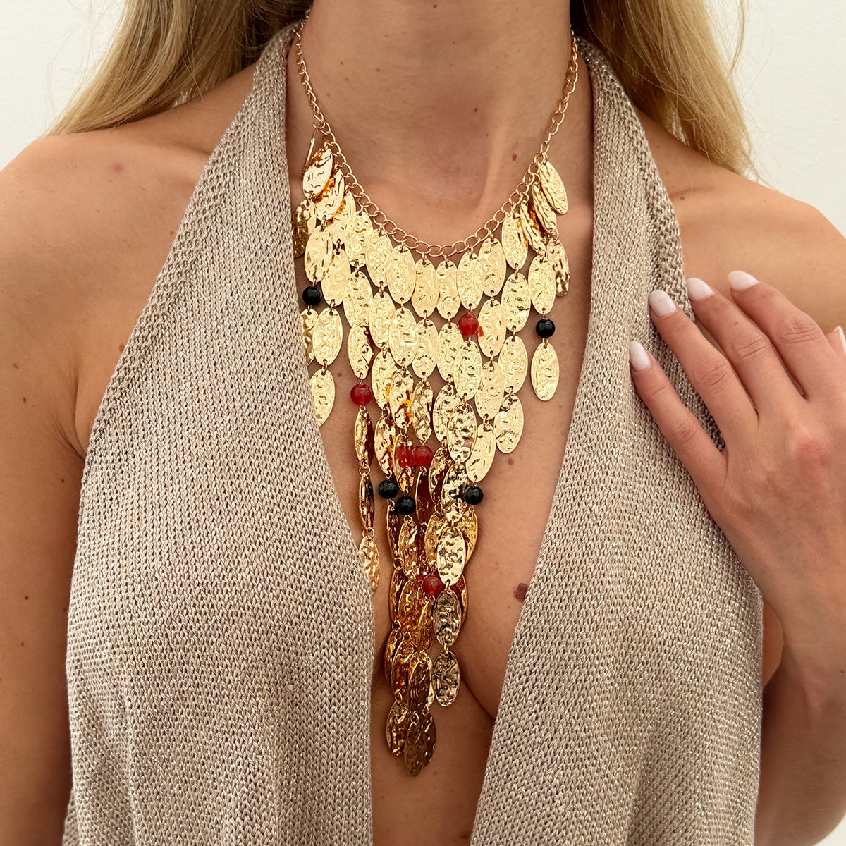 Geometrische Metall-Disc Layered Halskette – Bild 2 | LuxeStyle