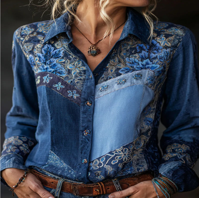 Damen Langarmshirt mit Blumenmuster – Bild 3 | LuxeStyle