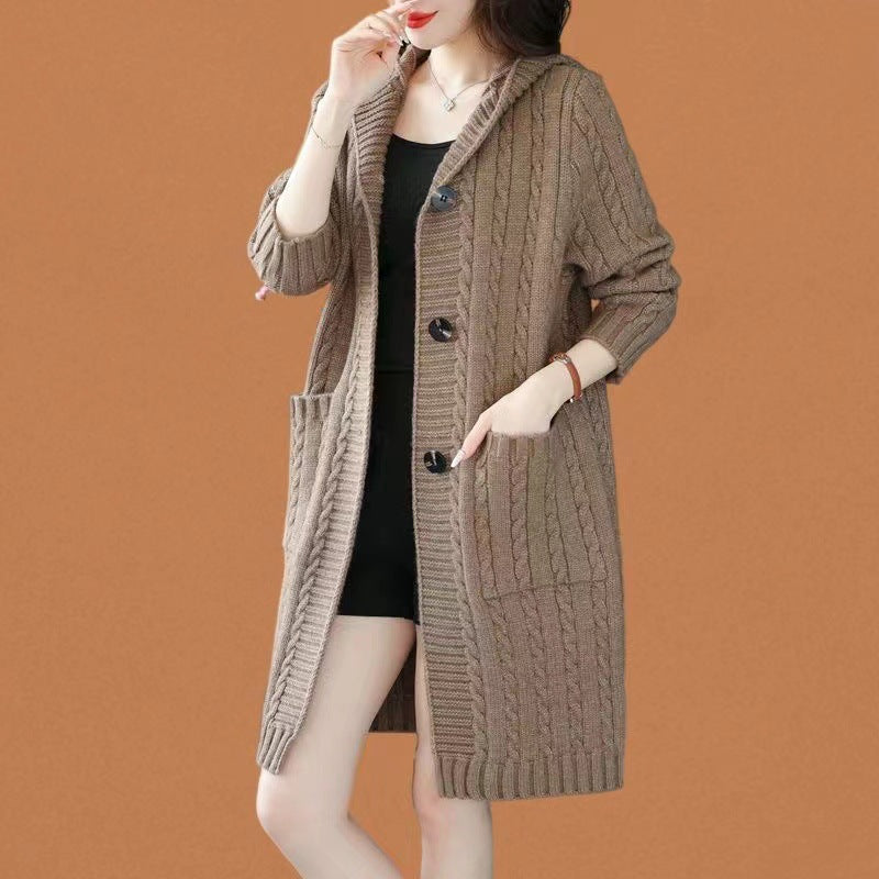 Kapuzen-Strickjacke für Damen
